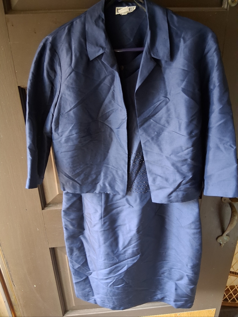 Navy Blue Women's Dress Suit Two-Piece Set